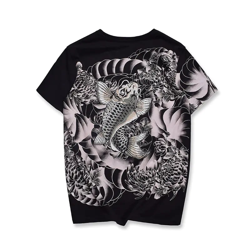 Men's Vintage Koi Fish Embroidered Tee