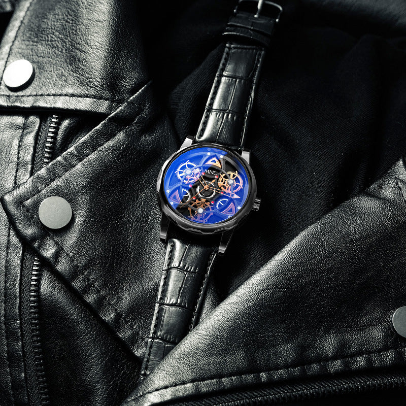 Midnight Luxe 3D Timepiece for Men - Innovative Gyro Design