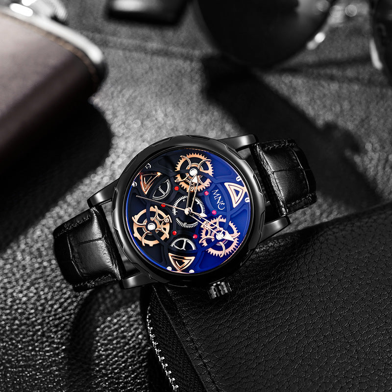 Midnight Luxe 3D Timepiece for Men - Innovative Gyro Design