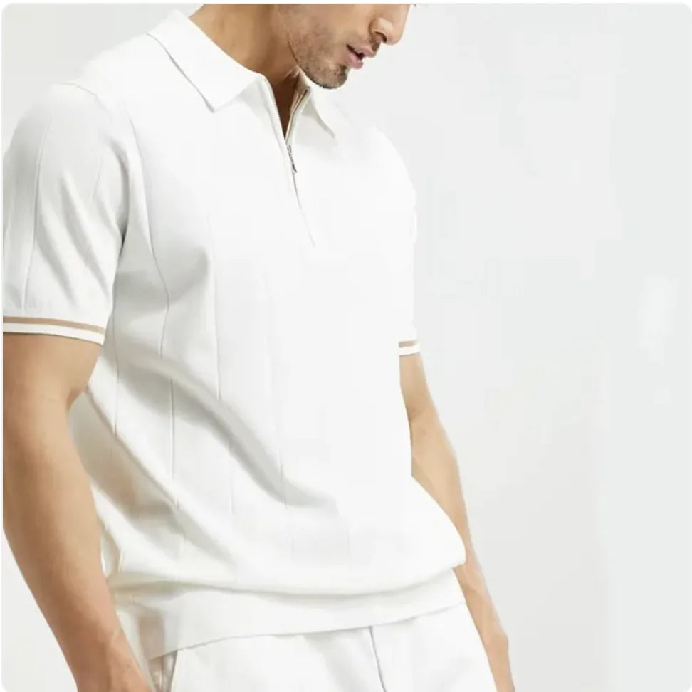 Men's Zip-Collar Summer Polo