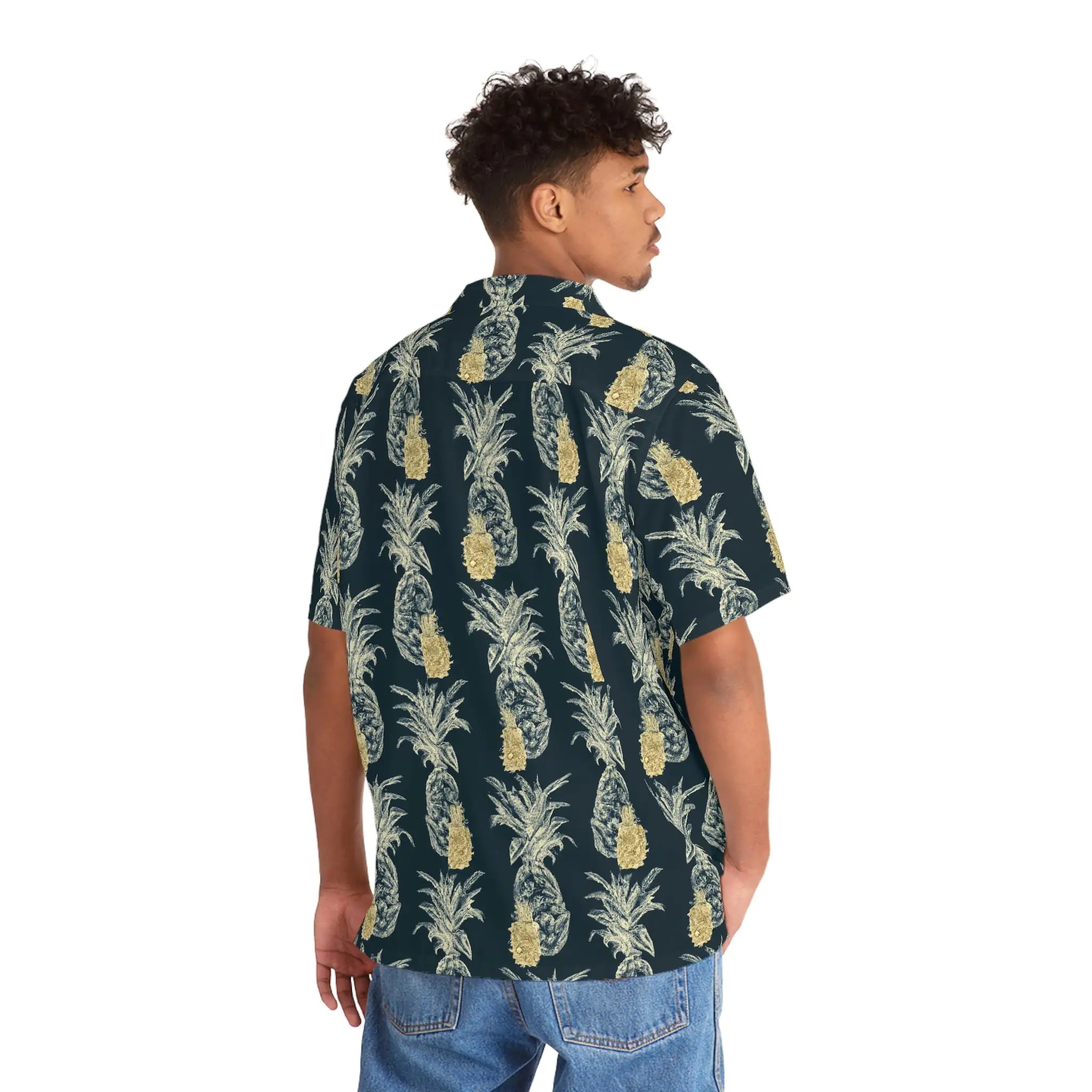 Men's Tropical Pineapple Print Hawaiian Shirt