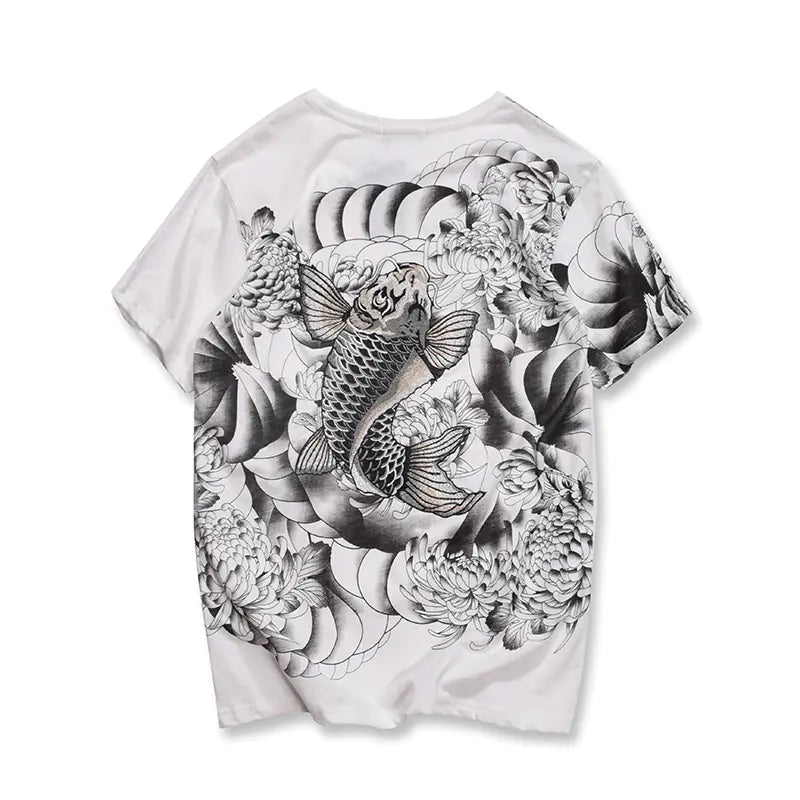Men's Vintage Koi Fish Embroidered Tee