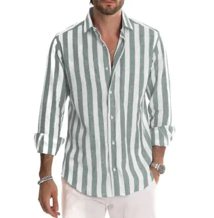 Polo Collar Vibrant Striped Men's Shirt