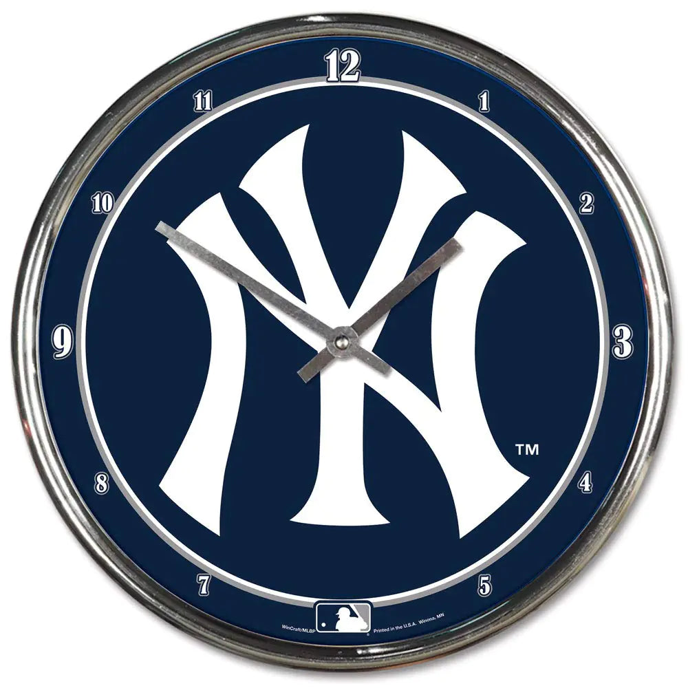 Yankees Chrome Square Clock 12"x12"