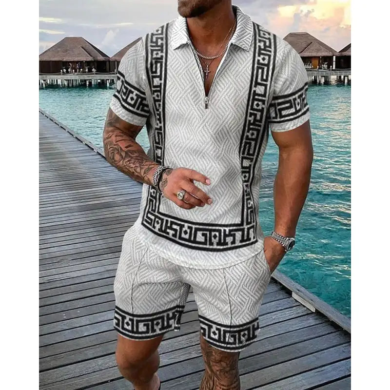 Striped Polo & Shorts Combo