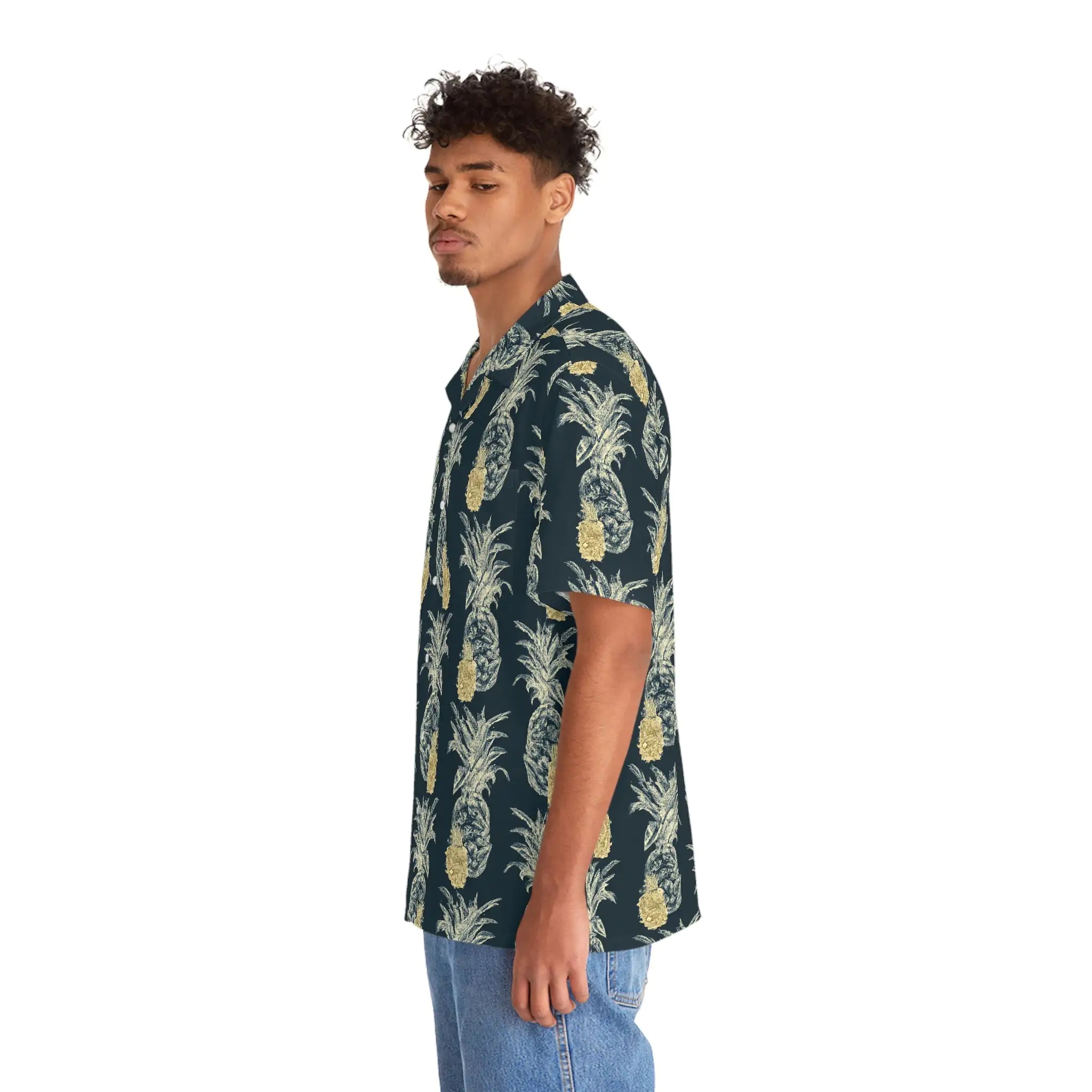 Men's Tropical Pineapple Print Hawaiian Shirt
