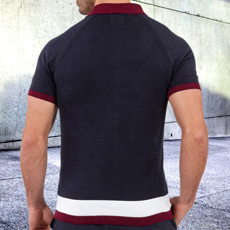 Men's Modern Color Block Polo Shirt