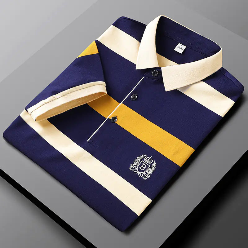 Men's Striped Cotton Polo Tee
