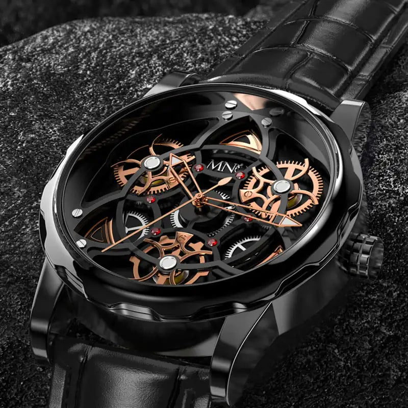 Midnight Luxe 3D Timepiece for Men - Innovative Gyro Design