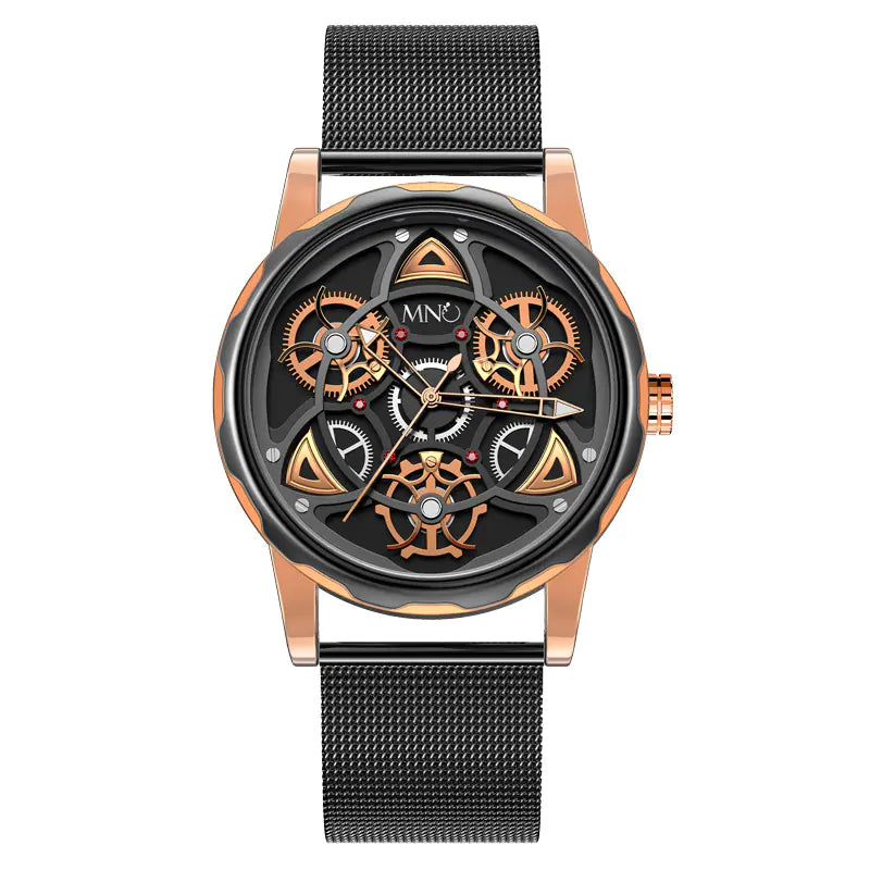 Midnight Luxe 3D Timepiece for Men - Innovative Gyro Design