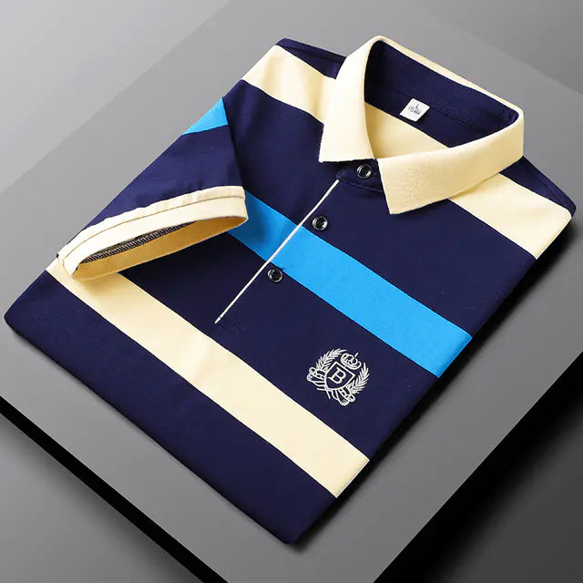 Men's Striped Cotton Polo Tee