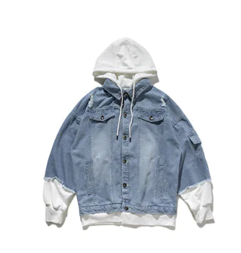 Men's Trendy Distressed Denim Hoodie