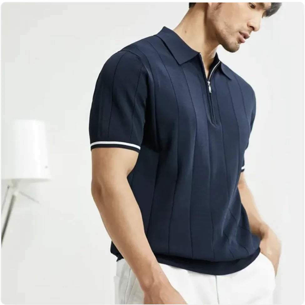 Men's Zip-Collar Summer Polo