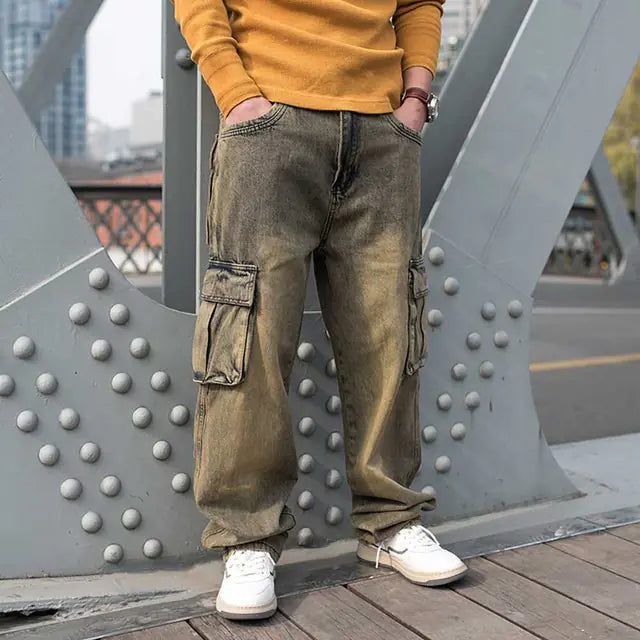 Nostalgic Retro Hip Hop Pants with Multi Pockets