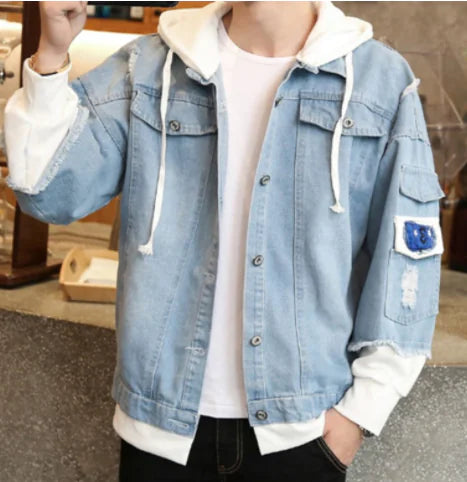 Men's Trendy Distressed Denim Hoodie