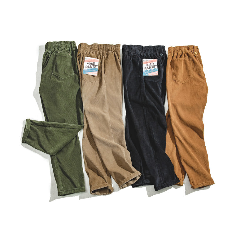 Retro Brown Corduroy Straight-Cut Pants