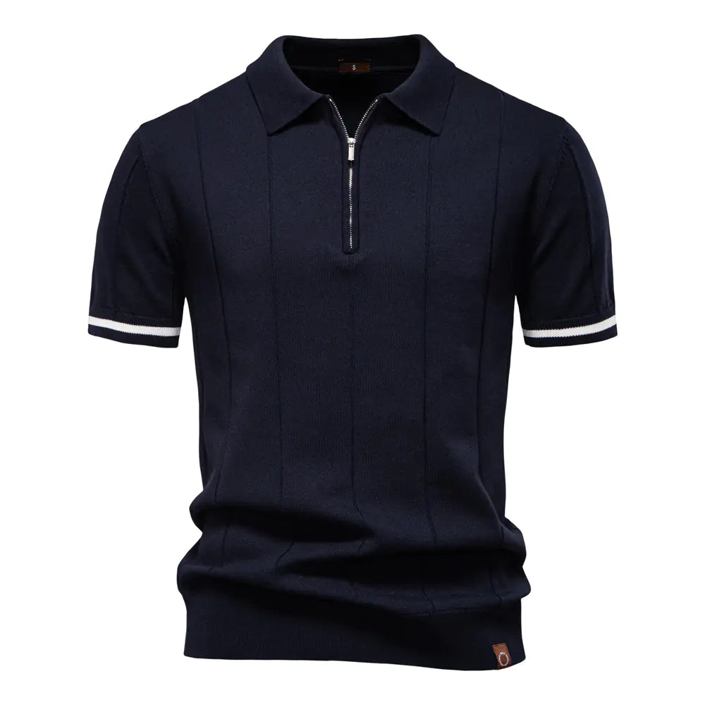 Wool-Mix Zip Collar Polo
