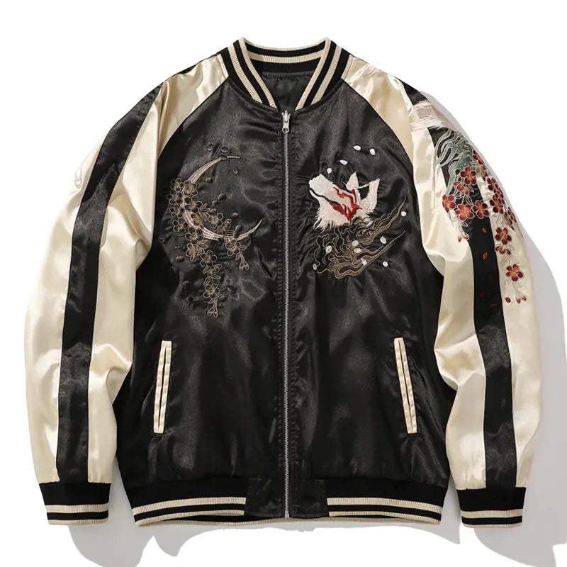 Urban Dragon Satin Bomber - Men's Embroidered Jacket