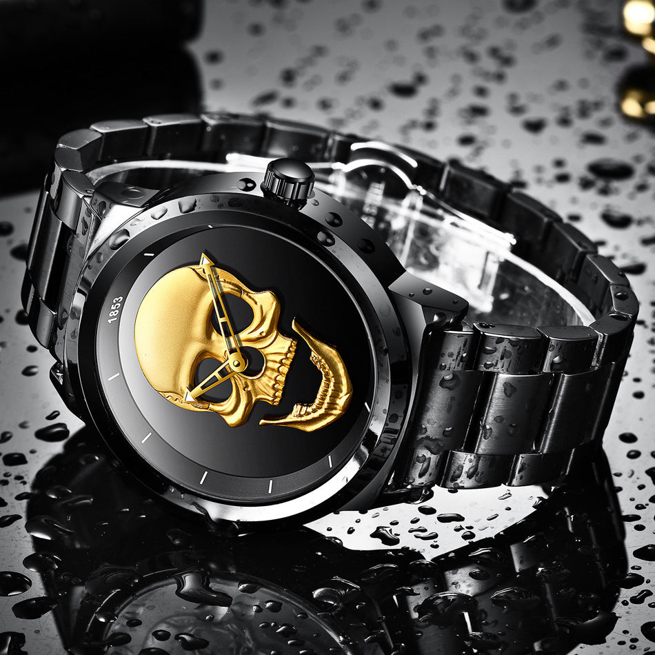 LIGE Men's Bold 3D Skull Watch