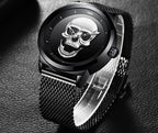 LIGE Men's Bold 3D Skull Watch