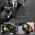 LIGE Men's Bold 3D Skull Watch