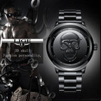 LIGE Men's Bold 3D Skull Watch