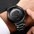 LIGE Men's Bold 3D Skull Watch