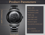 LIGE Men's Bold 3D Skull Watch