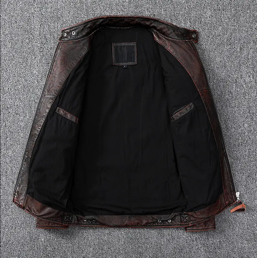 Rustic Brown Biker Leather Jacket