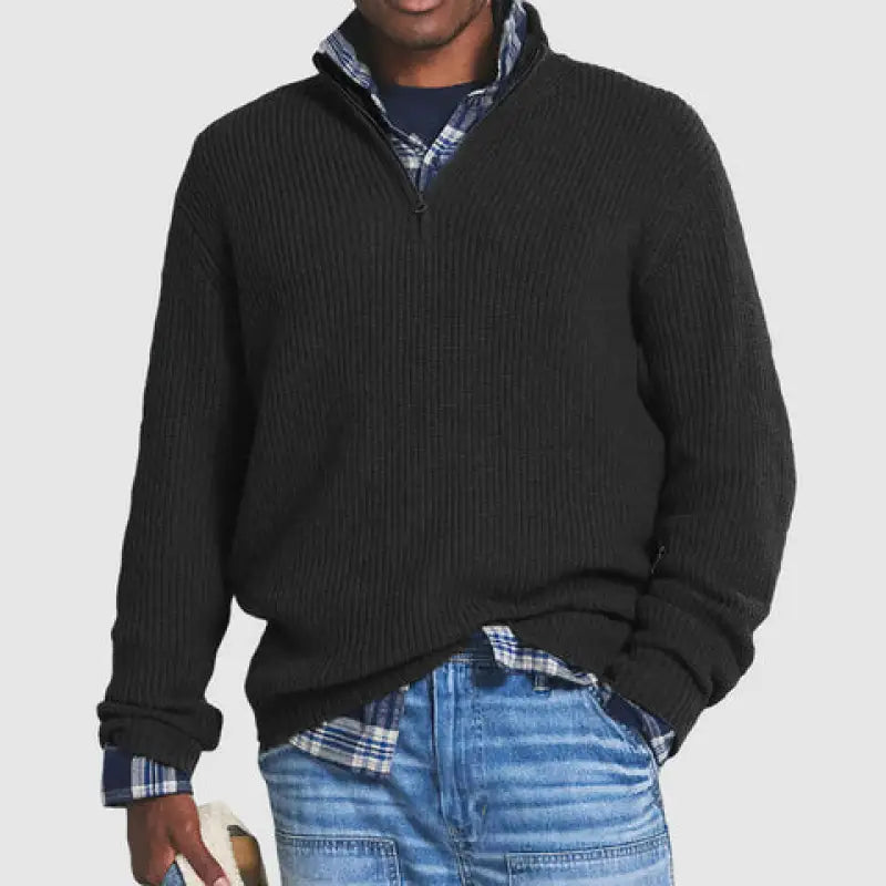 Zip Collar Casual Sweater