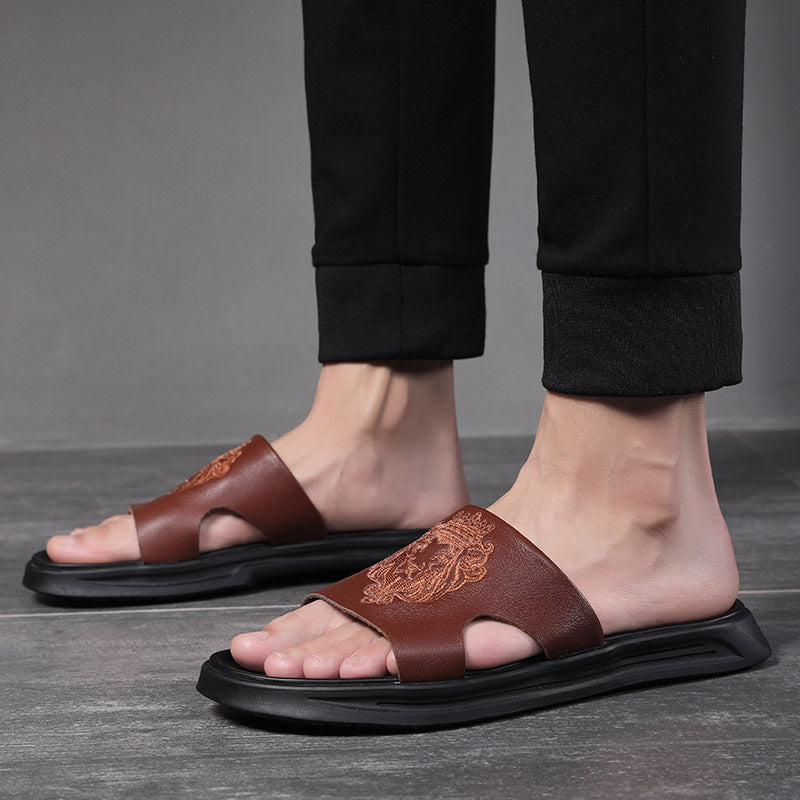 Cowhide Summer Beach Slides
