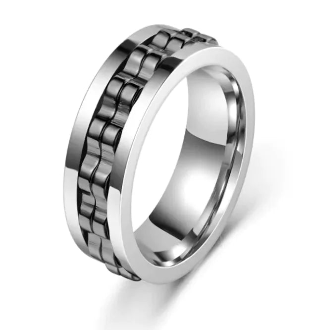 Titanium Square Textured Ring