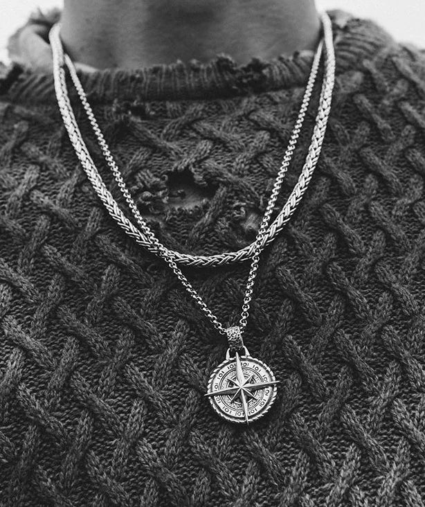 Explorer's Alloy Compass Necklace