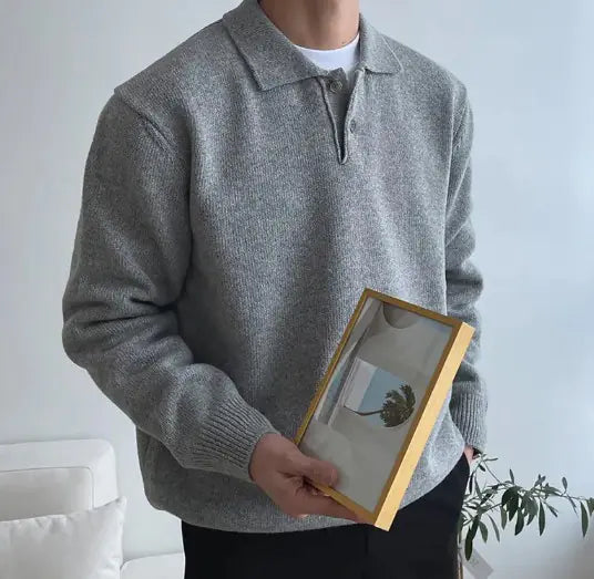 Classic Polo Sweater with Buttons