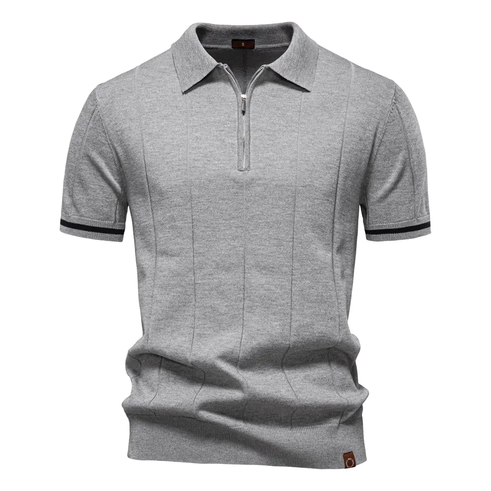 Wool-Mix Zip Collar Polo