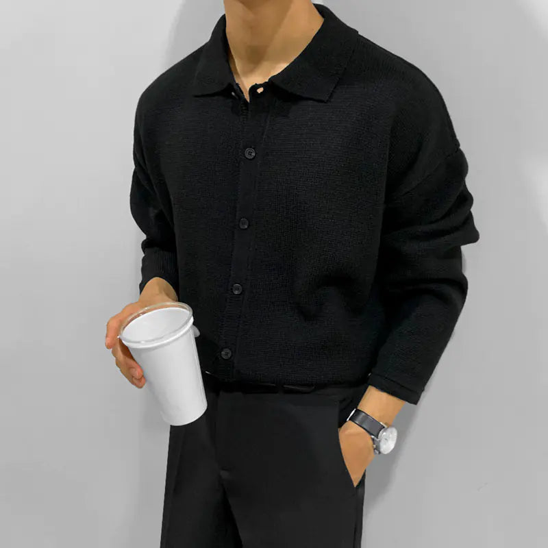 MYQ Men's Autumn Knit Polo Cardigan