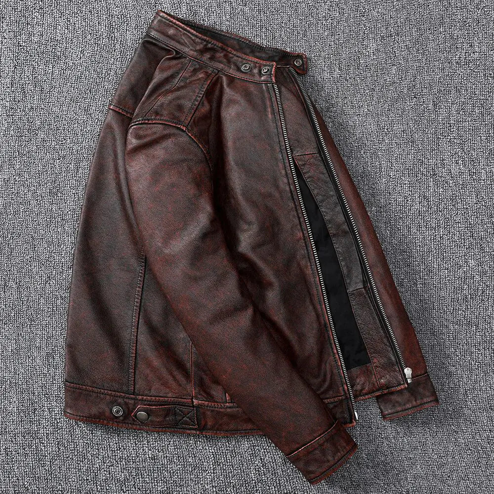 Rustic Brown Biker Leather Jacket