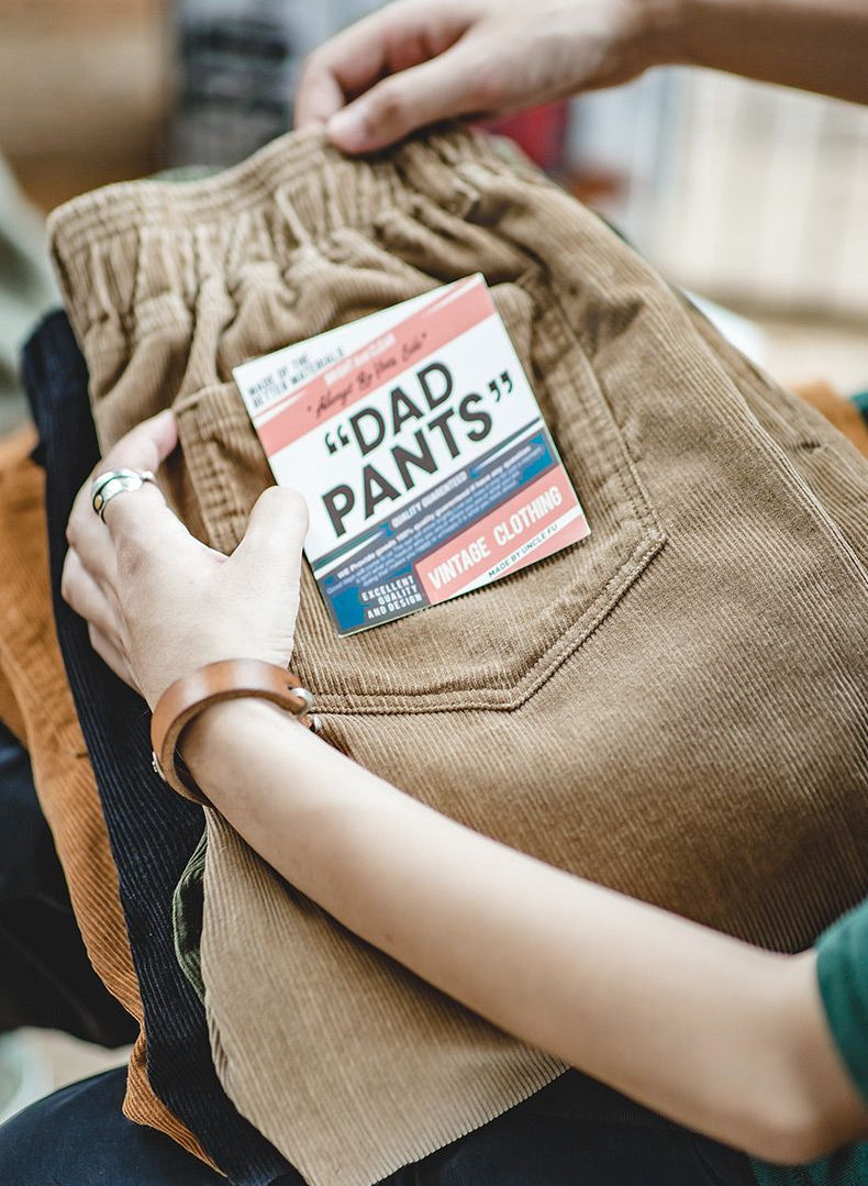 Retro Brown Corduroy Straight-Cut Pants