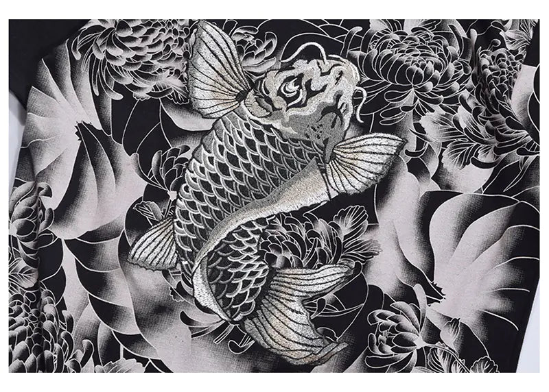 Men's Vintage Koi Fish Embroidered Tee