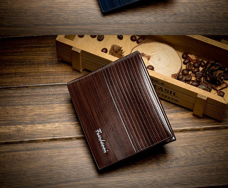 Compact Wood-Textured Wallet