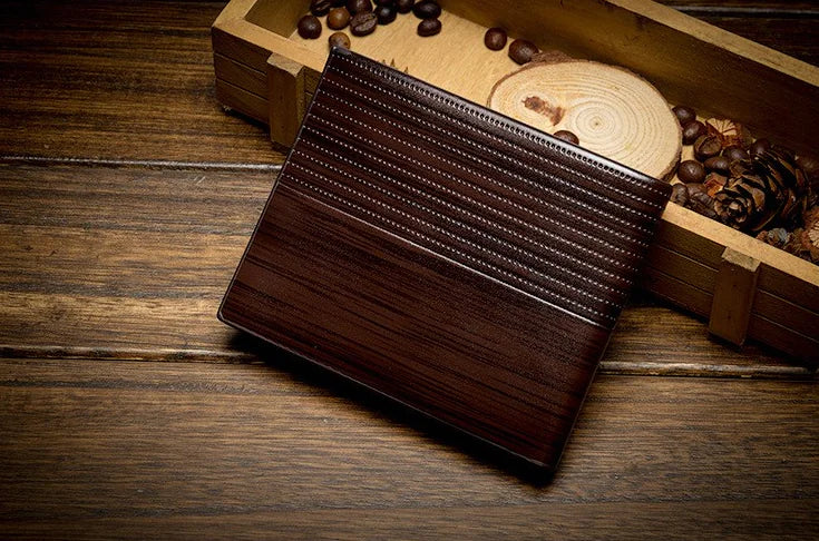 Compact Wood-Textured Wallet