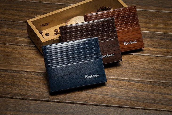 Compact Wood-Textured Wallet