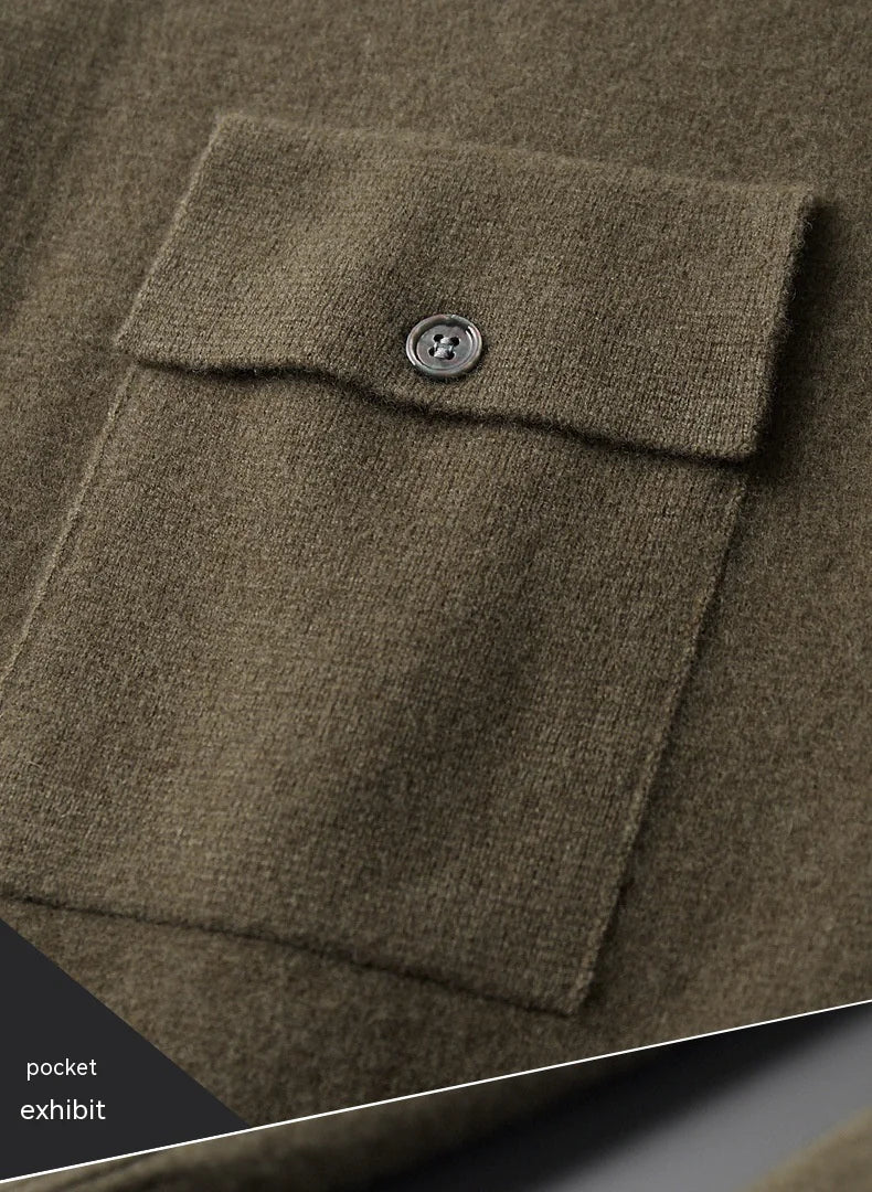Classic Wool Polo Cardigan for Men