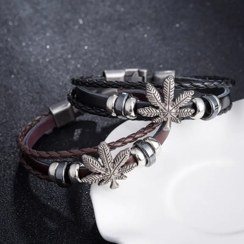 Triple Layer Punk Gold-Black Leather Bracelet