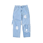 Black Relaxed Fit Plus Jeans for Men