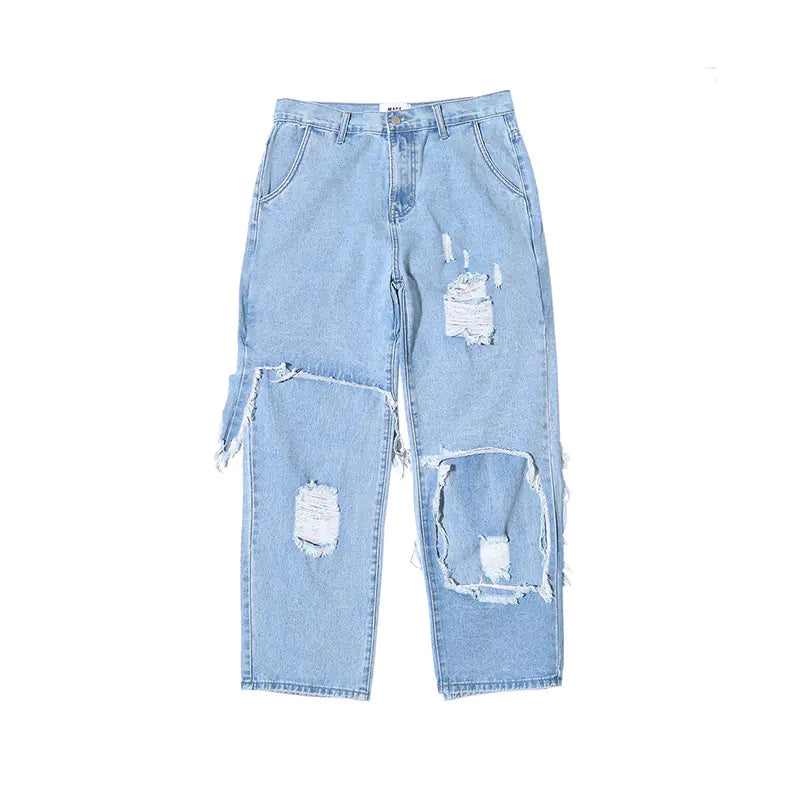 Black Relaxed Fit Plus Jeans for Men