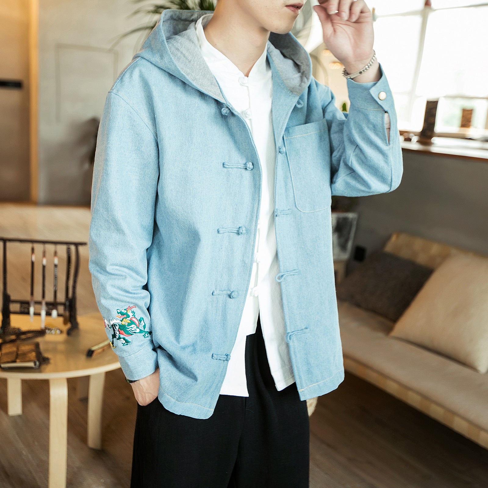 Men's Chic Japanese Denim Hoodie Jacket