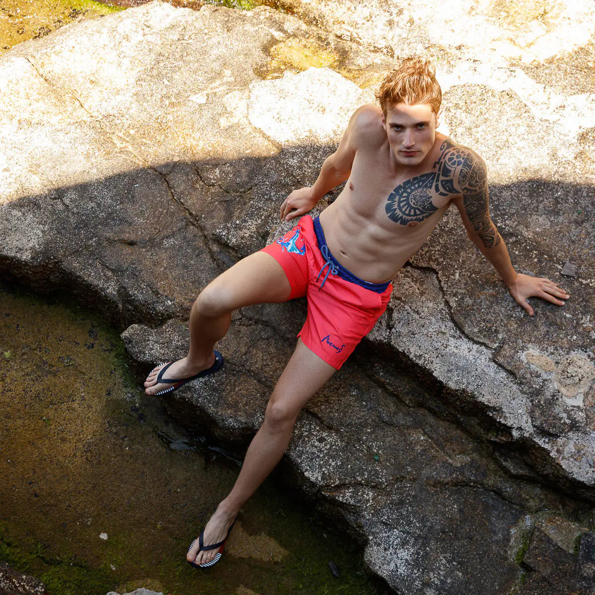 Anemoss Nautical Men's Quick-Dry Swim Trunks