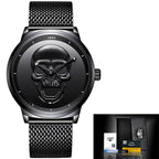 LIGE Men's Bold 3D Skull Watch