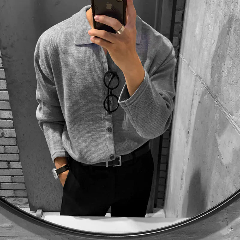 MYQ Men's Autumn Knit Polo Cardigan